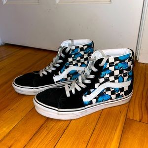 Women's high top Vans checkered butterfly